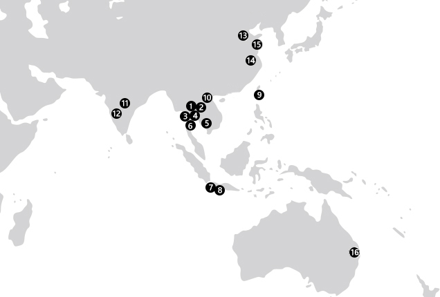 Location Map of Tire Plants (Asia / Oceania)